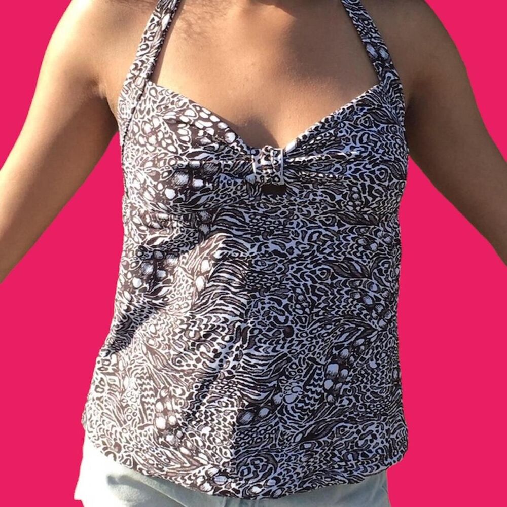 Animal print tankini swim top